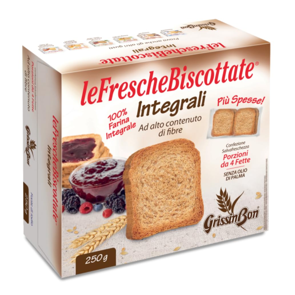 White Smoke Grissin Bon: " Integrali " Fette Biscottate - Wholemeal Rusks . Italian Toast - 250g Pack of 4