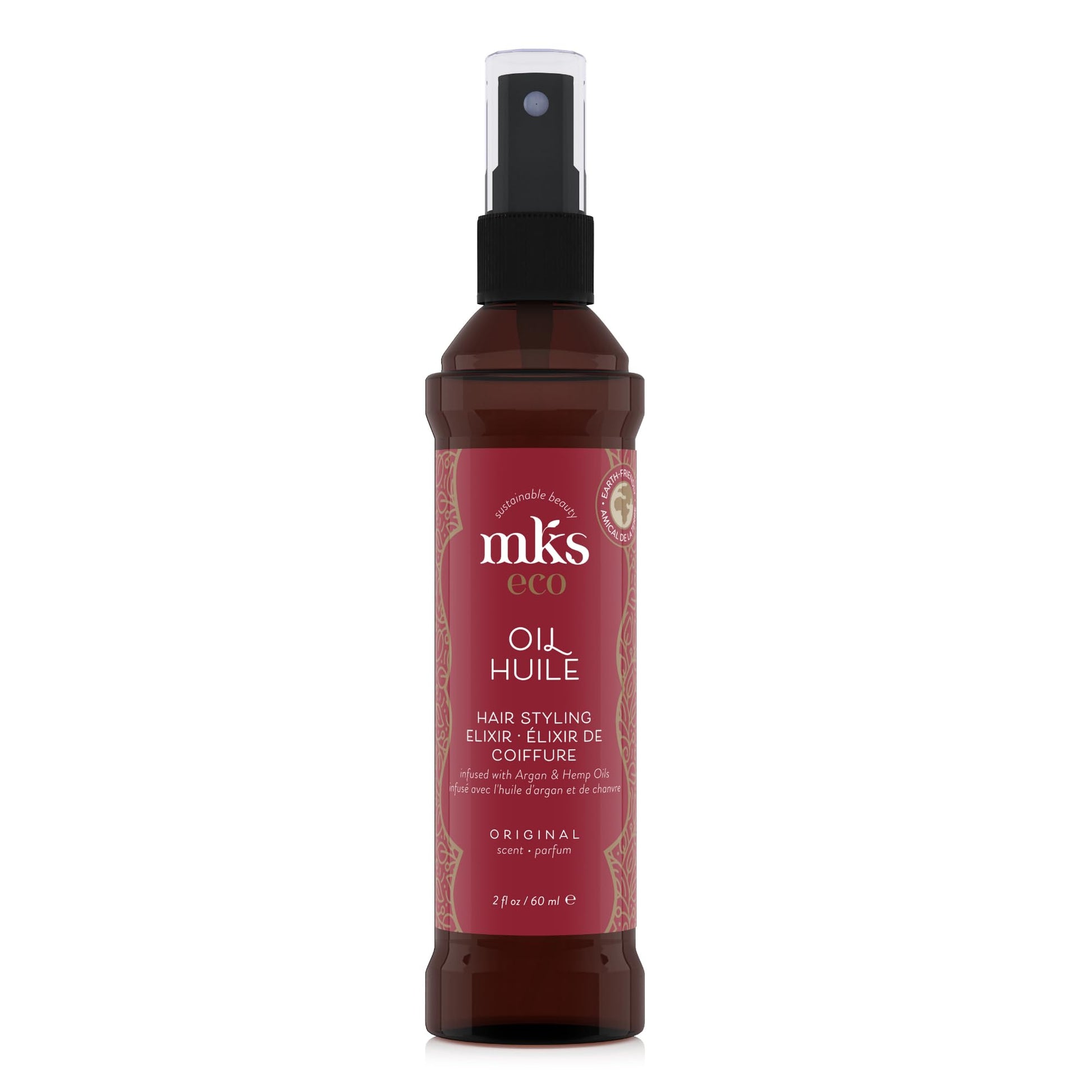 White Smoke MKS eco Oil, Original - 2 fl oz - Hair Styling Elixir - Moroccan Argan Oil, Hemp Seed Oil - Moisturize & Nourish Hair, Control Frizz, Increase Smoothness - Vegan & Cruelty Free