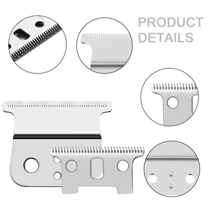White Smoke 2 Pcs Replacement Blades Compatible with Andis #04710 and Andis #04521 hair Trimmer Compatible with Andis T Outliner & GTX Trimmer(sliver steel T blade + sliver steel blade)