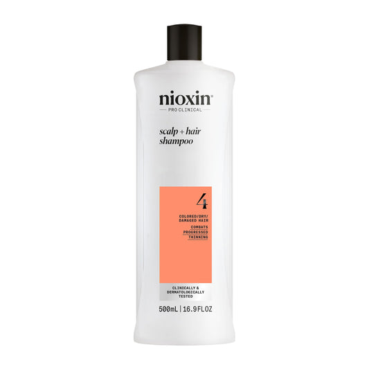 White Smoke Nioxin System 4 Scalp + Hair Shampoo | For Colored or Damaged Hair with Progressed Thinning | With Niacinamide and Biotin | 16.9 Fl oz.