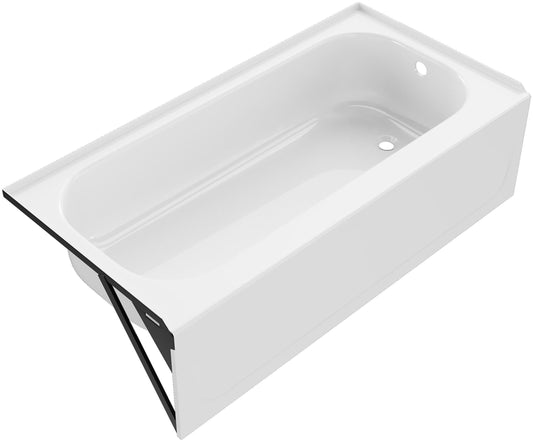 White Smoke PROFLO PFB16R Folsom 60" X 30" Enameled Steel Soaking Bathtub - Three Wall Alcove Installation (Right-Side Drain) - White