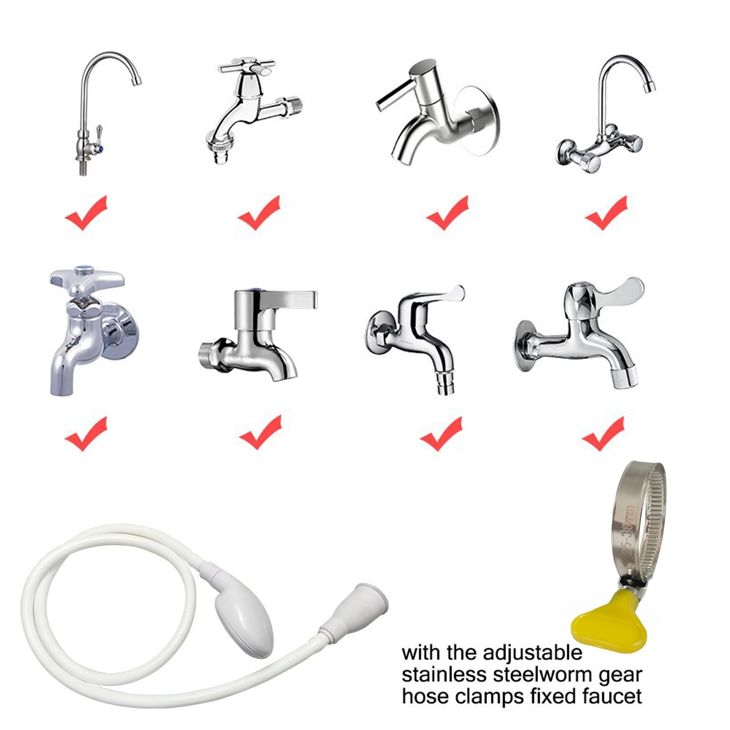 White Smoke U-BCOO Sink Spray Rubber Hose Portable Shampoo Sprayer (1M hose)
