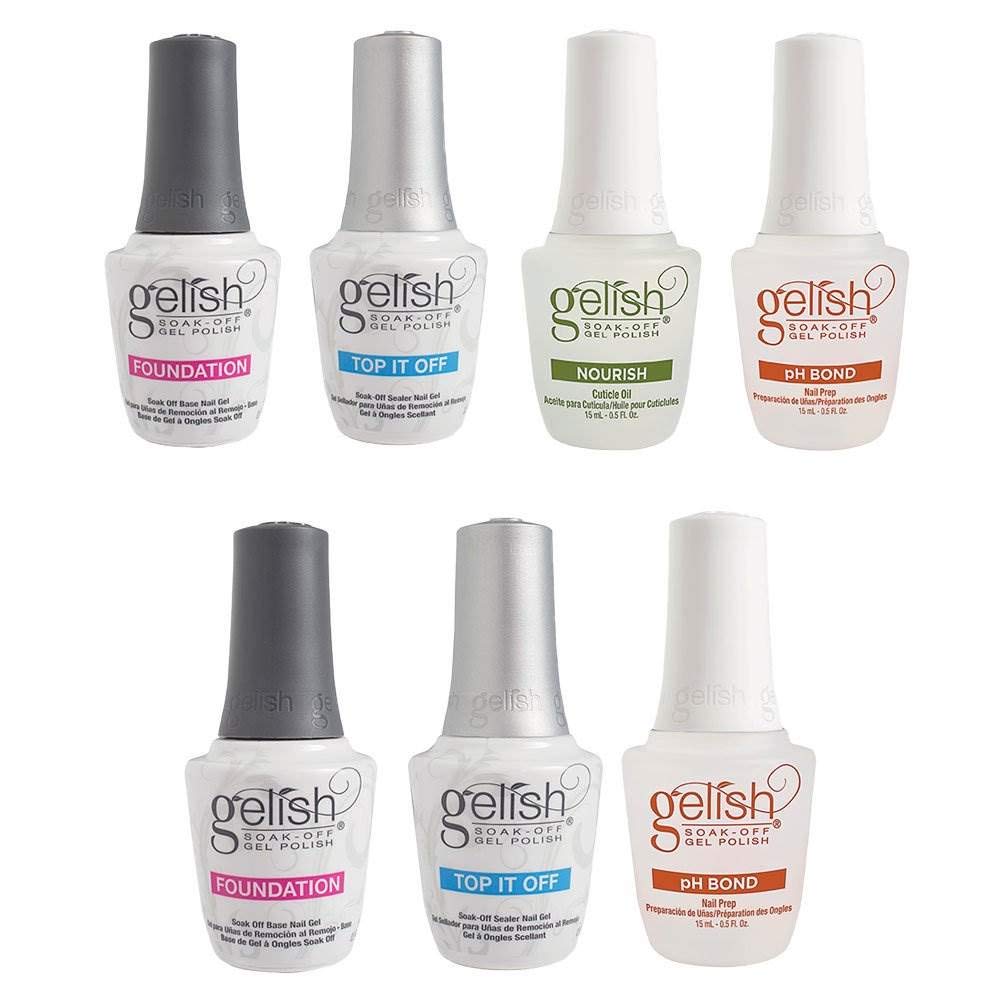 White Smoke Gelish Terrific Trio and Fantastic Four Manicure and Nail Maintenance Collection with Base Gel, Top Gel, pH Bond, and Nourishing Cuticle Oil