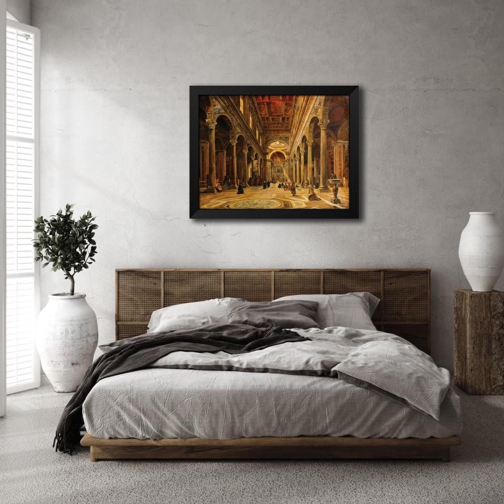 Light Slate Gray ArtDirect Intérieur d’église Custom Framed Art Print Giclee Print or Canvas Options with Various Sizes and Customization by Giovanni Lanza