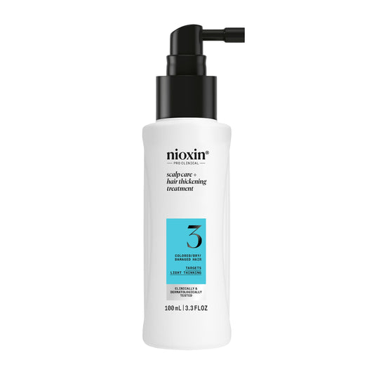 White Smoke Nioxin System 3 Scalp + Hair Thickening Treatment | Serum for Colored or Damaged Hair with Light Thinning | 3.4 Fl oz.