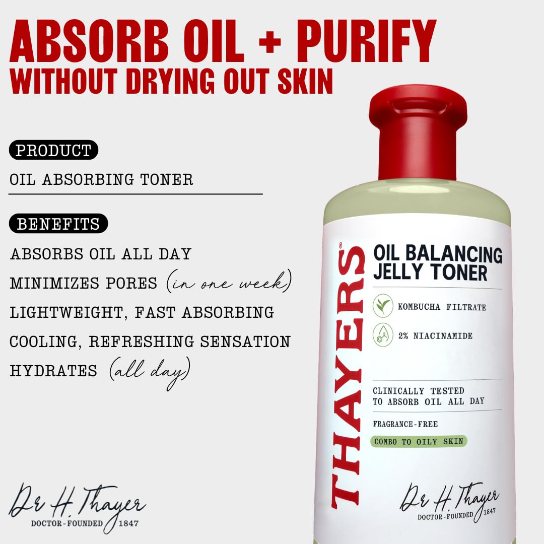 Lavender Thayers Oil Balancing and Cooling Jelly Toner, Pore Reducing Facial Toner That Mattifies and Hydrates, Skin Care for Combination to Oily Skin, 12 Fl Oz