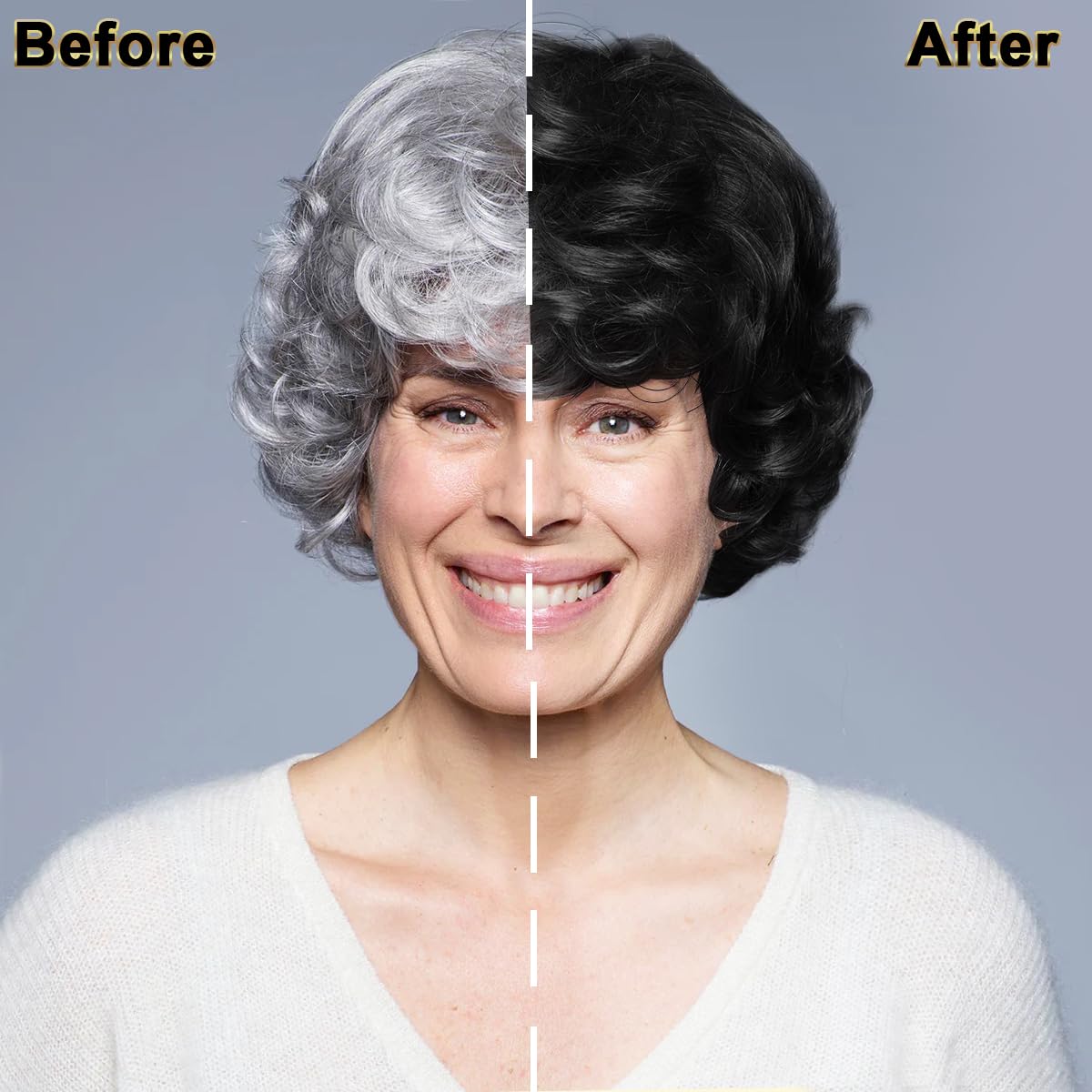 Dark Gray IIIMEIDU Black Hair Dye Shampoo 3 in 1 for Gray Hair, Herbal Ingredients Shampoo Black Hair Dye for Women Men, Grey Coverage Shampoo 500ml