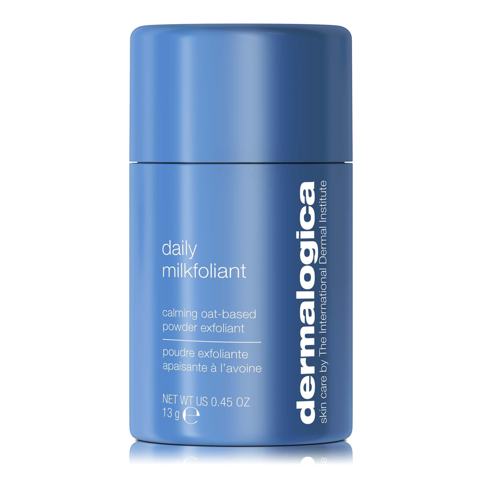 Cornflower Blue Dermalogica Daily Milkfoliant, Face Exfoliator, Powder Scrub Exfoliant with AHA and BHA - Calming, Polishing and Hydrating Skin, Oat-Based, Vegan Product, Travel Size, 0.45 oz