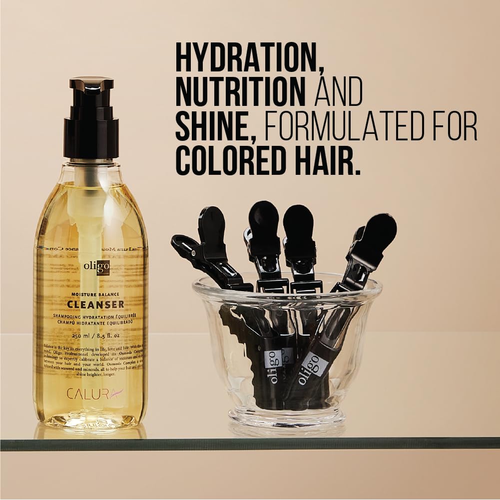 Tan Oligo Professionnel - Calura Moisture Balance Cleanser & Conditioner - Sulfate free - Vegan - Paraben free - Color safe - Shine - Hydrating formula for dry hair - 8.5oz DUO BUNDLE