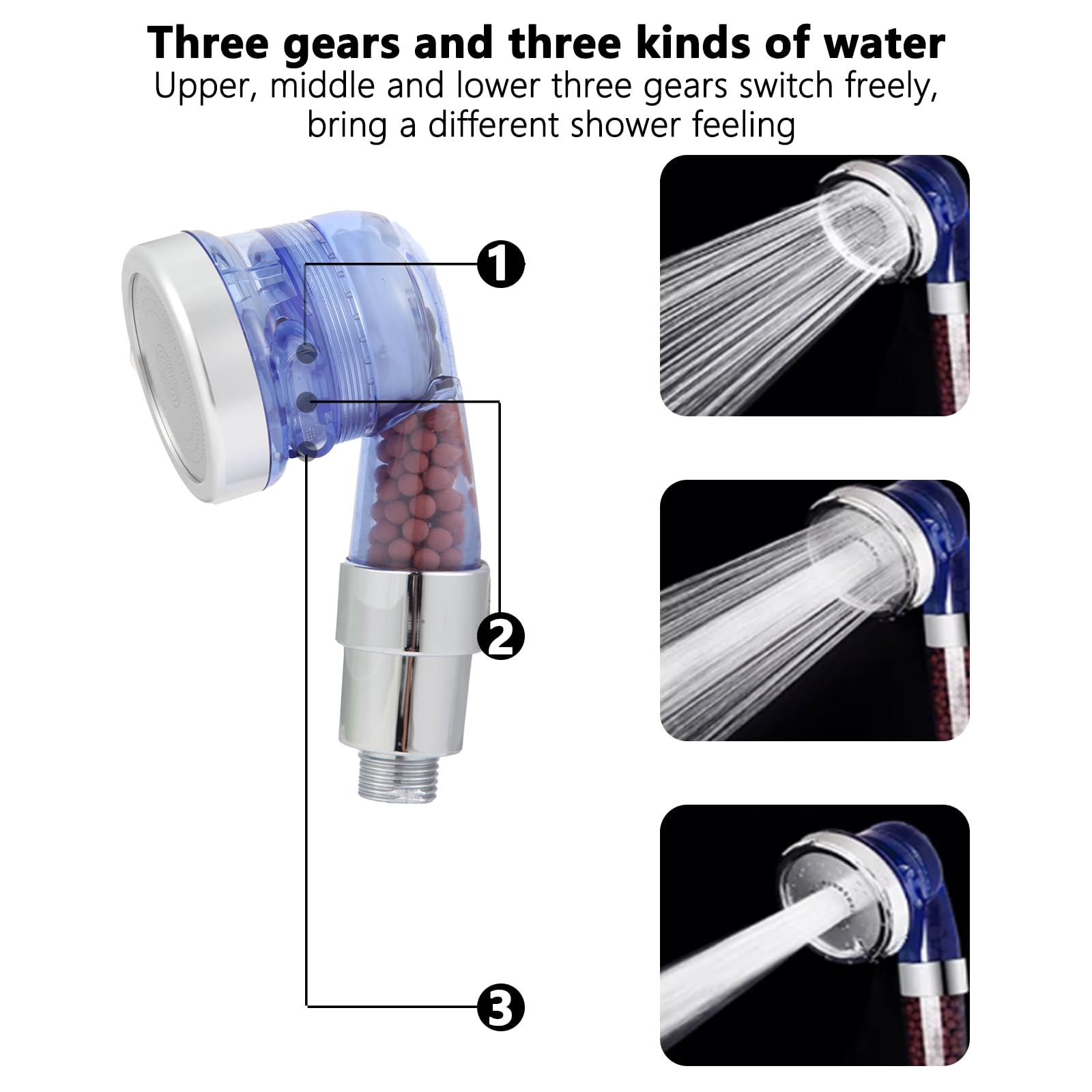 White Smoke Socila Blue Sprayer Head 3 Function With Filter For Shampoo Bowl, High Pressure And Water Saving, Filter For Dry & Frizz Hair
