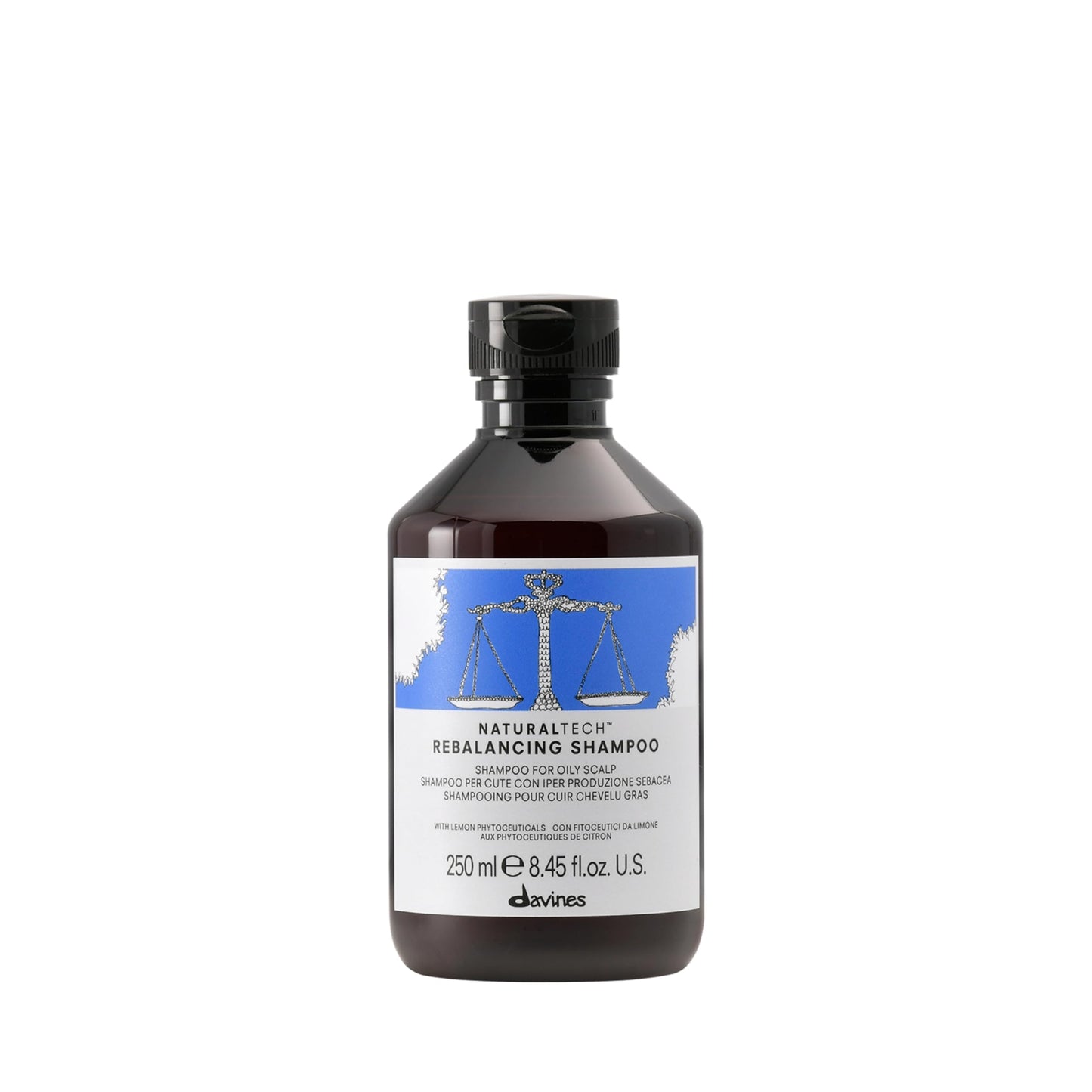 White Smoke Davines Naturaltech Rebalancing Shampoo, Normalizing & Oil Control for Oily Scalp - With Lemon Phytoceuticals - Deep Cleansing for Oily Hair & Scalp, 8.45 Fl Oz