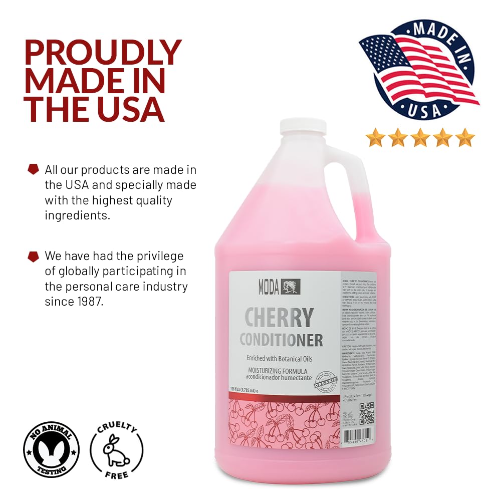 White Smoke MODA Cherry Bulk Salon Conditioner Premium Back-Bar & Amenity Treatment Salon-Grade Luxury at Commercial Scale A 'set it and forget it' 1-Gallon single-SKU solution Repairs the cuticle 128 Oz