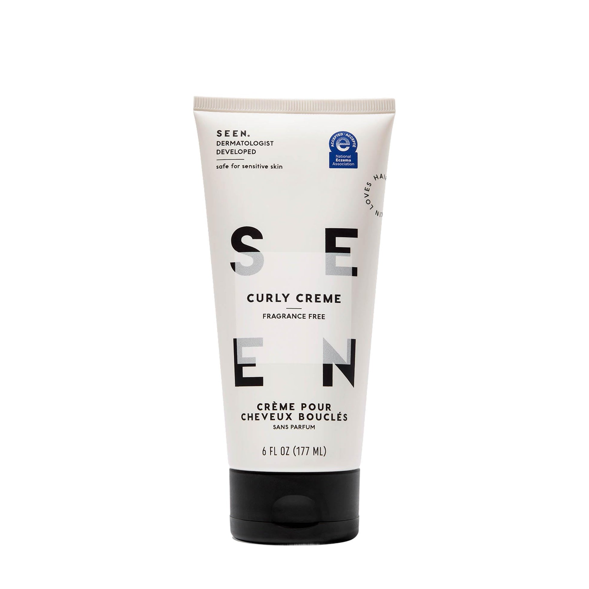 White Smoke SEEN Curly Creme, Fragrance Free - Non-Comedogenic Curl Defining Styling Hair Cream - Dermatologist-Developed - Anti-Frizz- Heat Protectant - Safe for Sensitive Skin