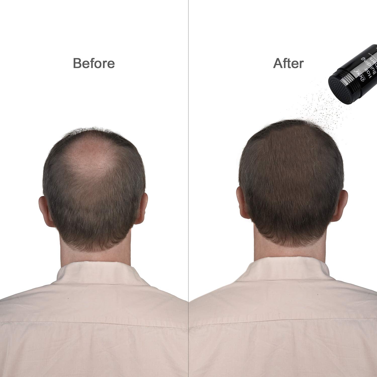 White Smoke Dexe Hair Building Fibers Color Powder Instantly Thicken Thinning Hair for Men and Women (Black)