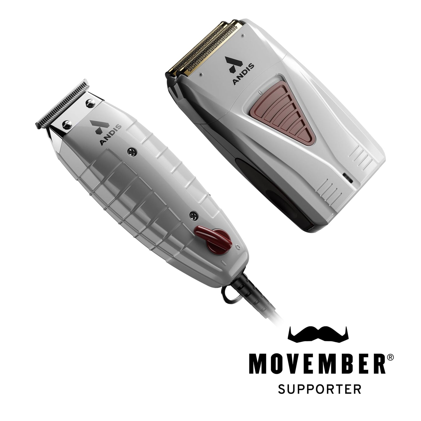 White Smoke Andis 17270 Finishing Combo T-Outliner Trimmer & Pro Foil Lithium Titanium Foil Shaver - Professional Finishing Hair & Beard Trimming Kit
