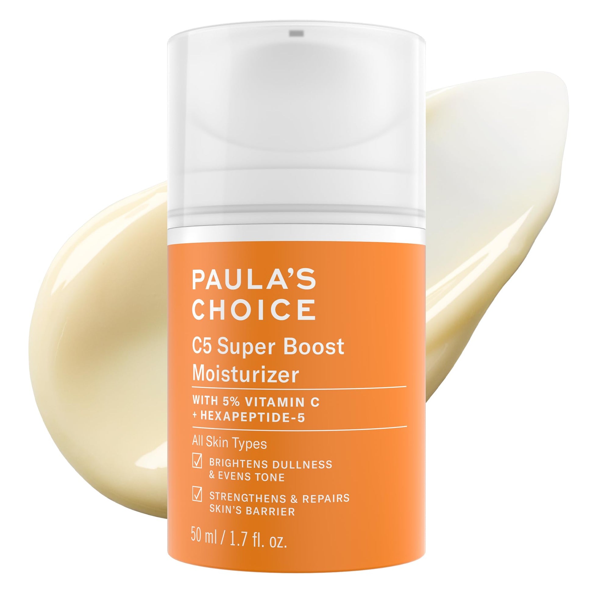 White Smoke Paula's Choice C5 Super Boost Face Moisturizer with 5% Vitamin C & Squalane, Daily Face Lotion for Discoloration, Uneven Tone, Fine Lines & Breakout-Prone Skin, Fragrance-Free, 1.7 Fl Oz