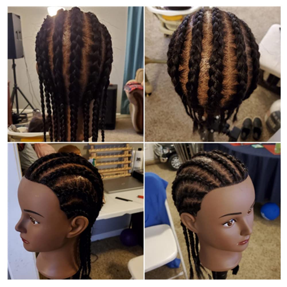 Black Hairginkgo Mannequin Head - 100% Real Hair Manikin for Hairdresser Training and Styling Practice - With Clamp Stand (1711B0216)