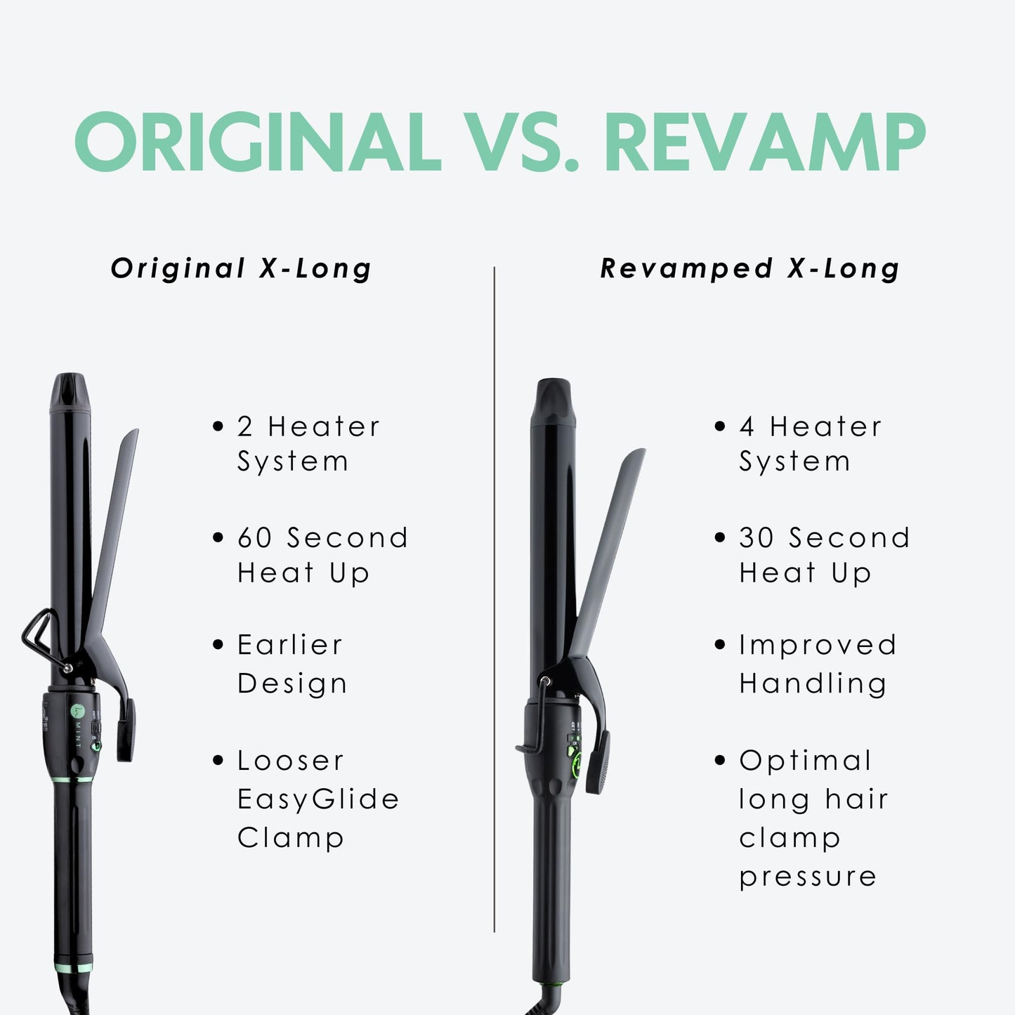 White Smoke MINT REVAMP X-Long Barrel 1 Inch Curling Iron — Easier & Faster Styling for Long Hair | Truly Ionic & Even Heat Ceramic Curling Iron 1 Inch | Professional Optimized Clamp for Smooth Salon Curls