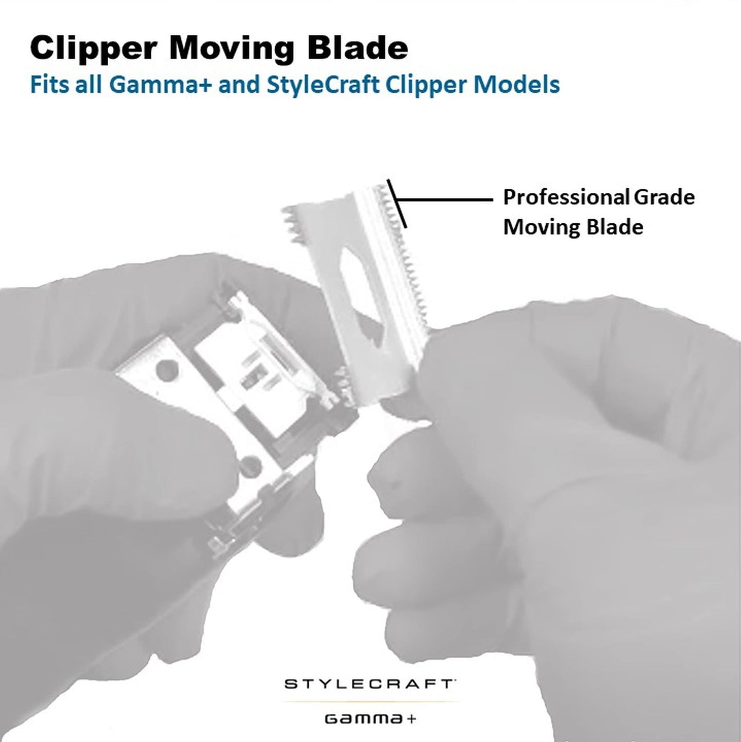 White Smoke GAMMA+ Replacement Fixed Black Diamond Carbon DLC Taper Hair Clipper Blade with Moving Gold Titanium Deep Tooth Cutter Set