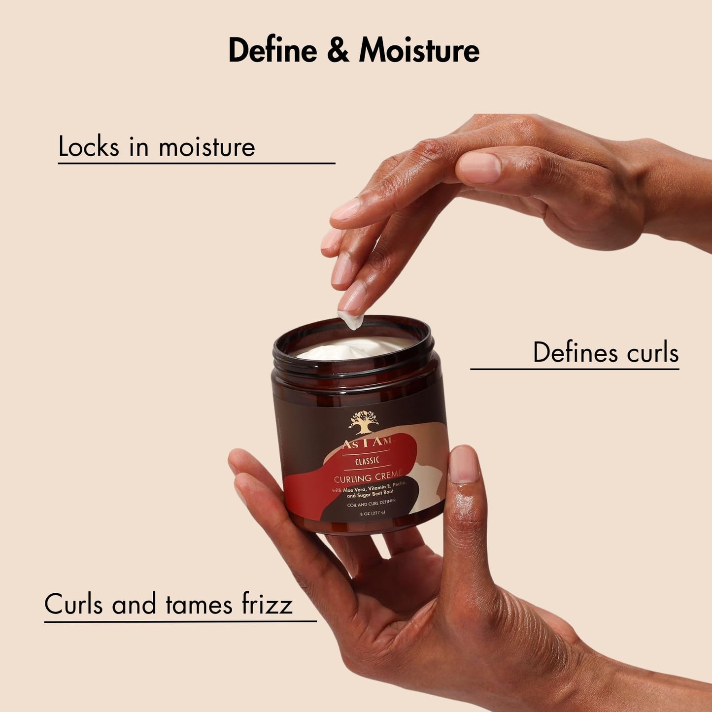 Bisque As I Am Curling Creme - 8 ounce (Classic Collection) - Lightweight Curl & Coil Definer - Hi-Definition and Shine