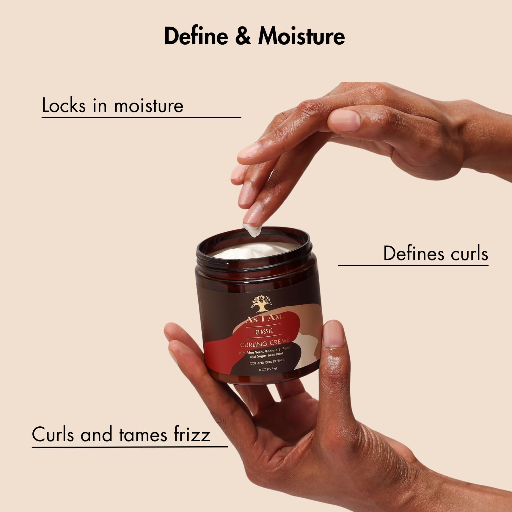 Bisque As I Am Curling Creme - 8 ounce (Classic Collection) - Lightweight Curl & Coil Definer - Hi-Definition and Shine