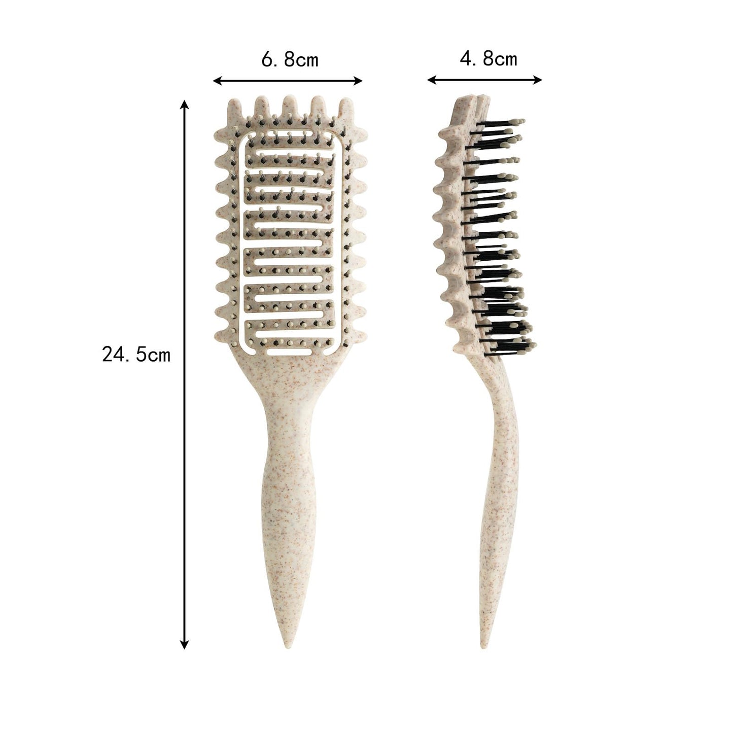 White Smoke Curl Defining Brush for Curly Hair, Vented Detangling Hair Brush for Wet and Dry Styling, Curved Brush for Shaping and Smoothing Curl Clumps, Lightweight Hair Brush （Beige）