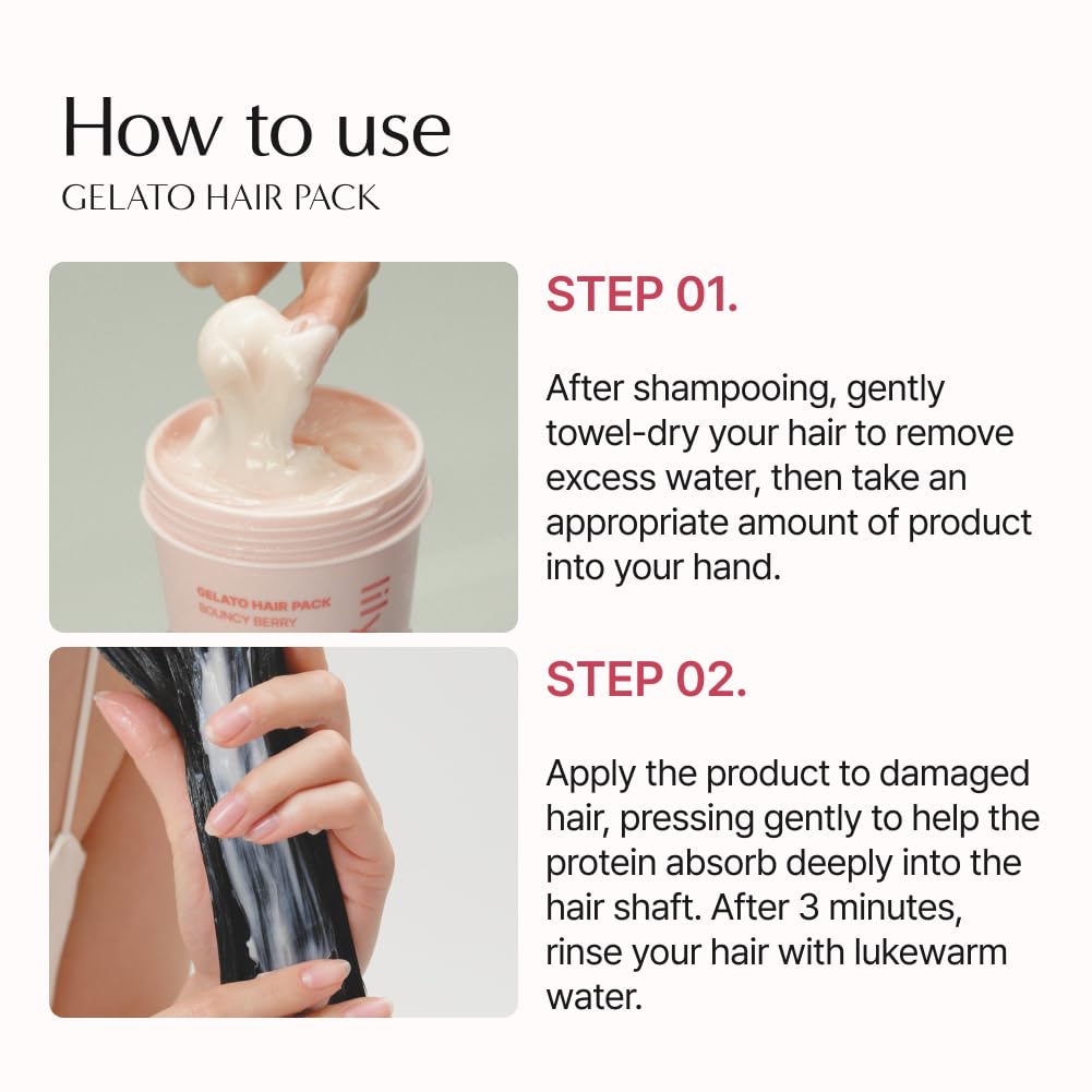 White Smoke lilyeve REPAIRTURN Gelato Hair Pack, Milk, Egg & Protein for Hair Repair, Hair Mask for Split End Smoothing, Damaged Hair Treatment, Boost Hair Elasticity - Korean Hair Care, Silky Banana 6.76 fl.oz
