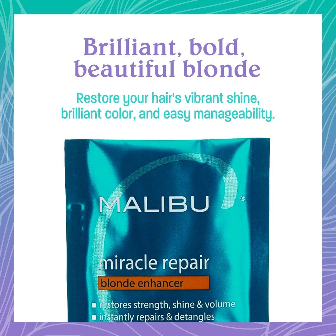 White Smoke Malibu C Miracle Repair Hair Reconstructor, Blonde Enhancer (1 Packet) - Nourishing Hair Repair Treatment for Damaged Blonde Strands - Relieves Hair Discoloration