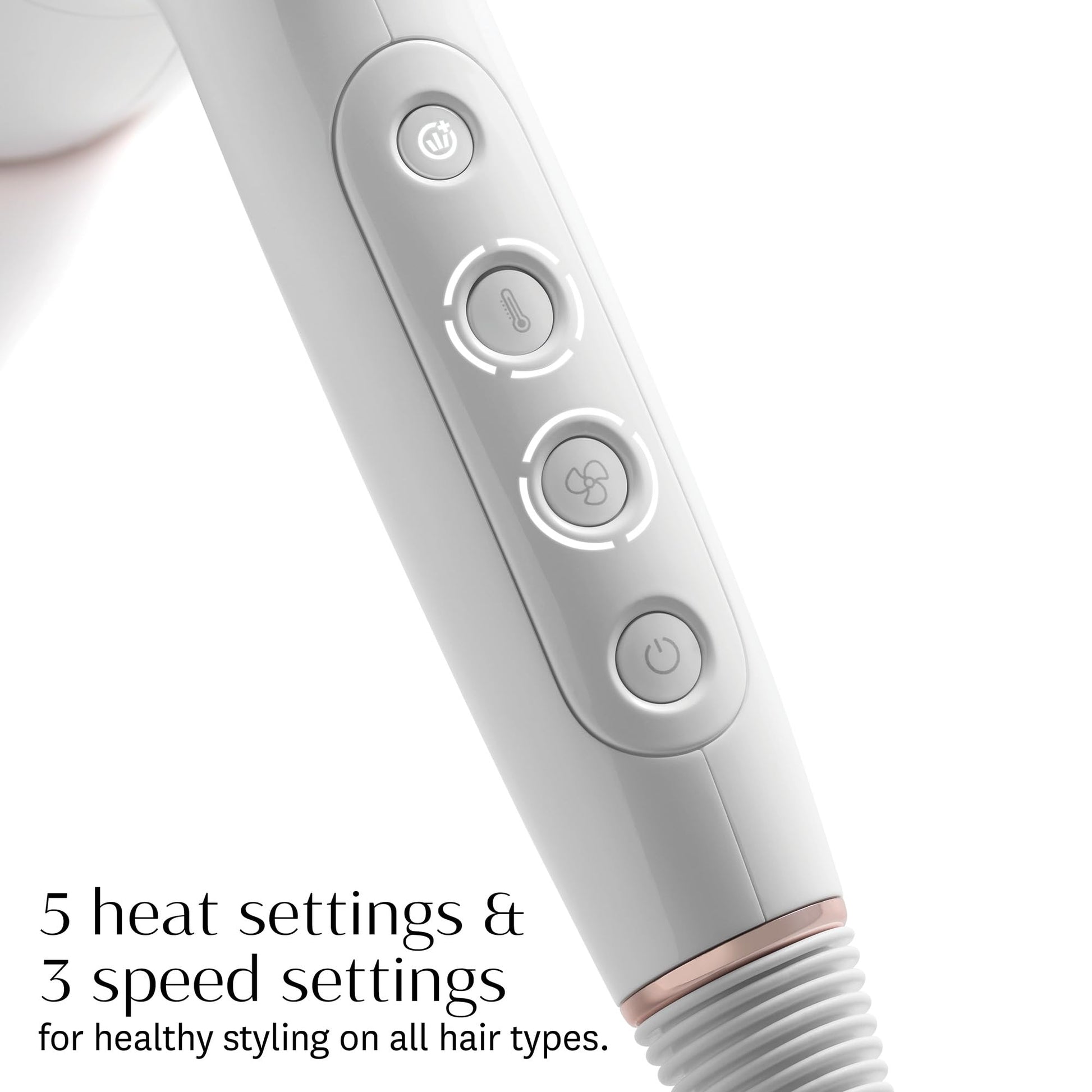 White Smoke T3 AireLuxe Professional Ionic Hair Dryer and Brush Set, with 5 Heat and 3 Speed Settings, Ion Generator, Cool Shot, Includes Paddle Brush and 2.5" Round Brush