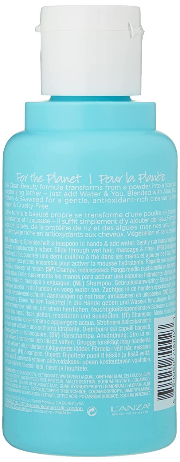 Sky Blue L'ANZA T.R.U.E. Clean Sustainable Shampoo - Rich with Aloe Vera and Rice Protein, Color Safe Daily Hair Care, Fragrance-Free, for Fresh Clean Hair (2 Fl Oz)
