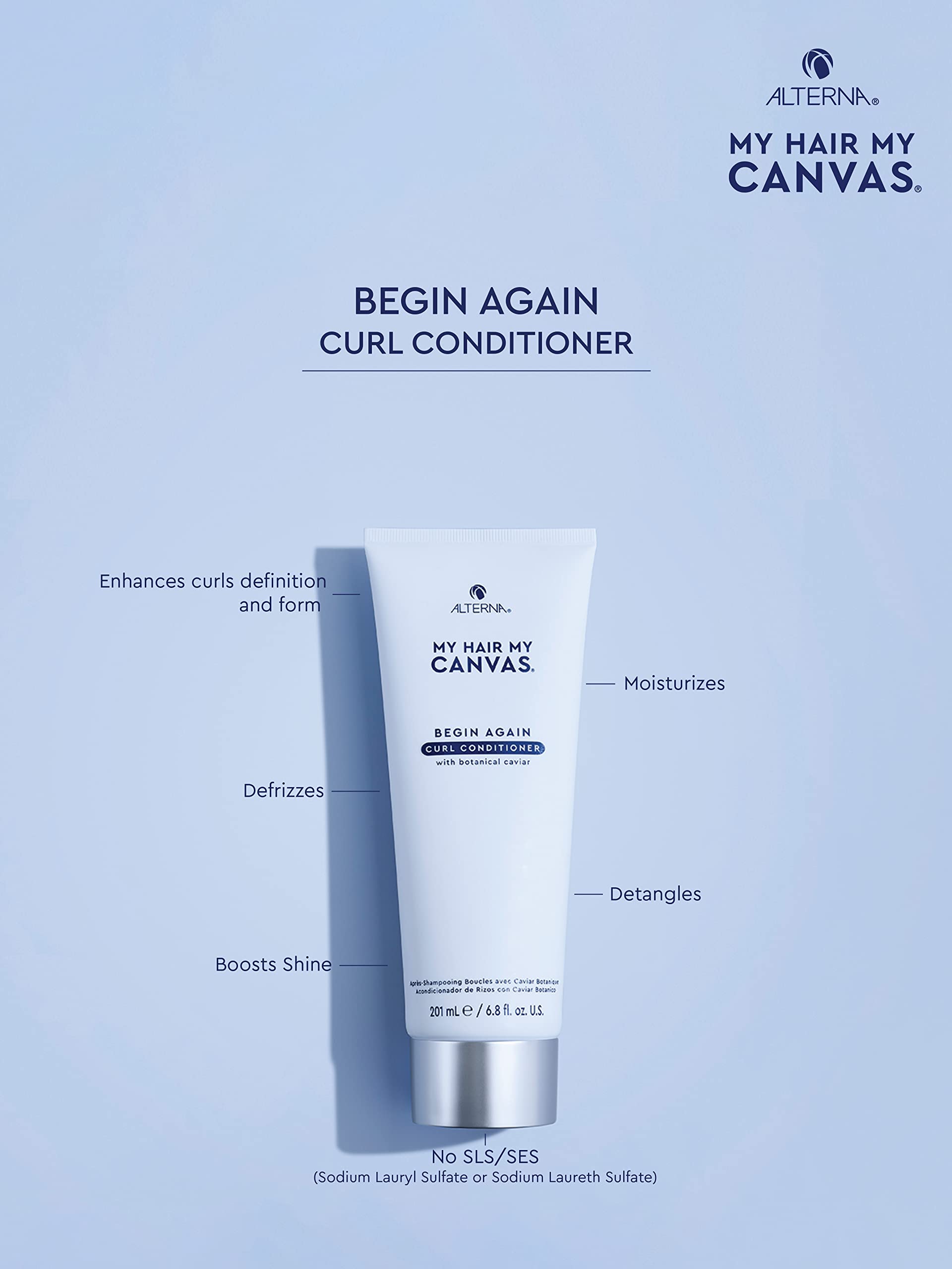 Light Steel Blue My Hair. My Canvas. Begin Again Vegan Curl Enhancing Conditioner for Curly, Wavy, and Coily Hair, 33 oz
