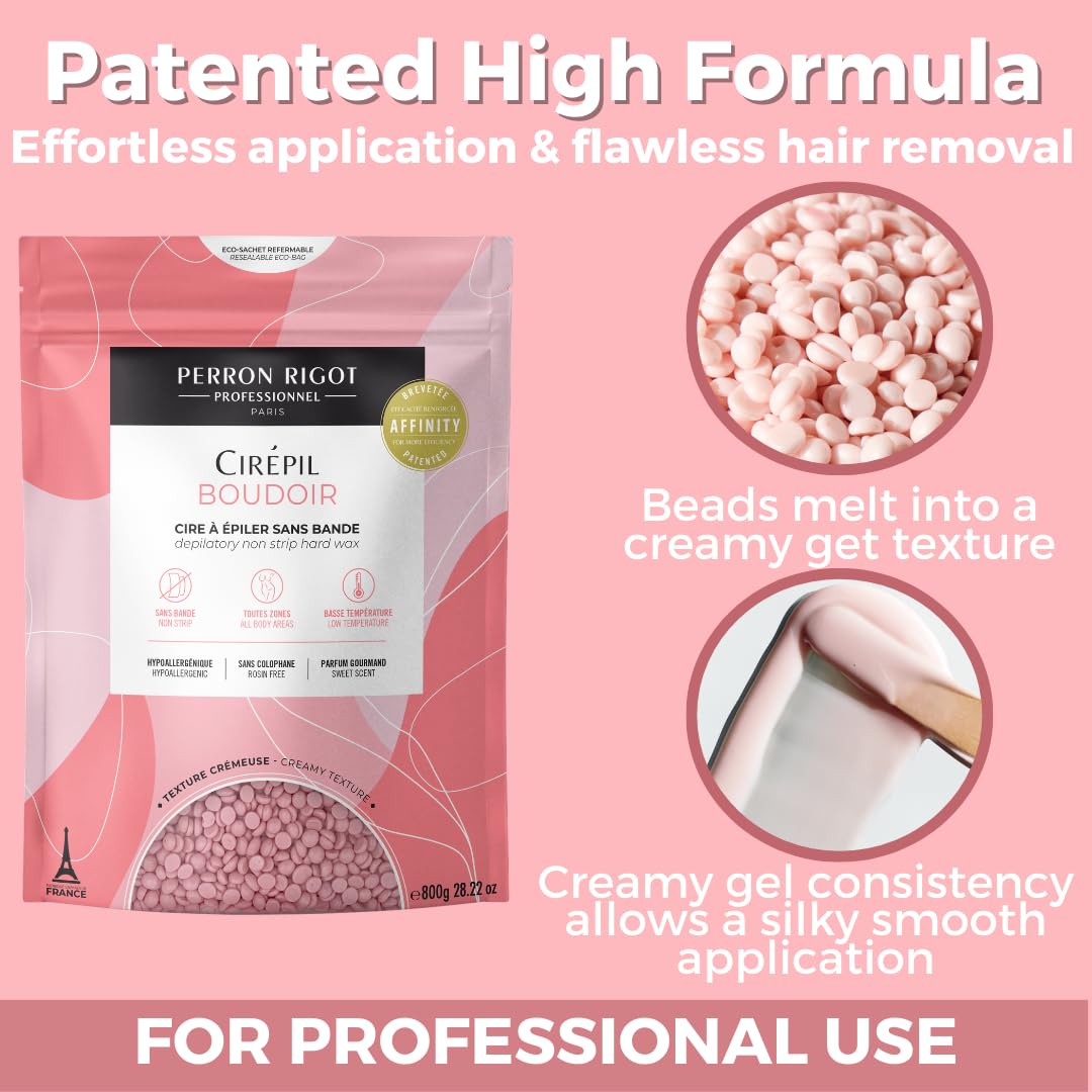 Light Pink Cirepil - Boudoir - 800g / 28.22 oz Hard Wax Beads Bag - Hypoallergenic, Allergen-Free & Rosin-Free for Sensitive Skin - Professional Stripless Hair Removal for Face & Body - Low Temp Refill Bag