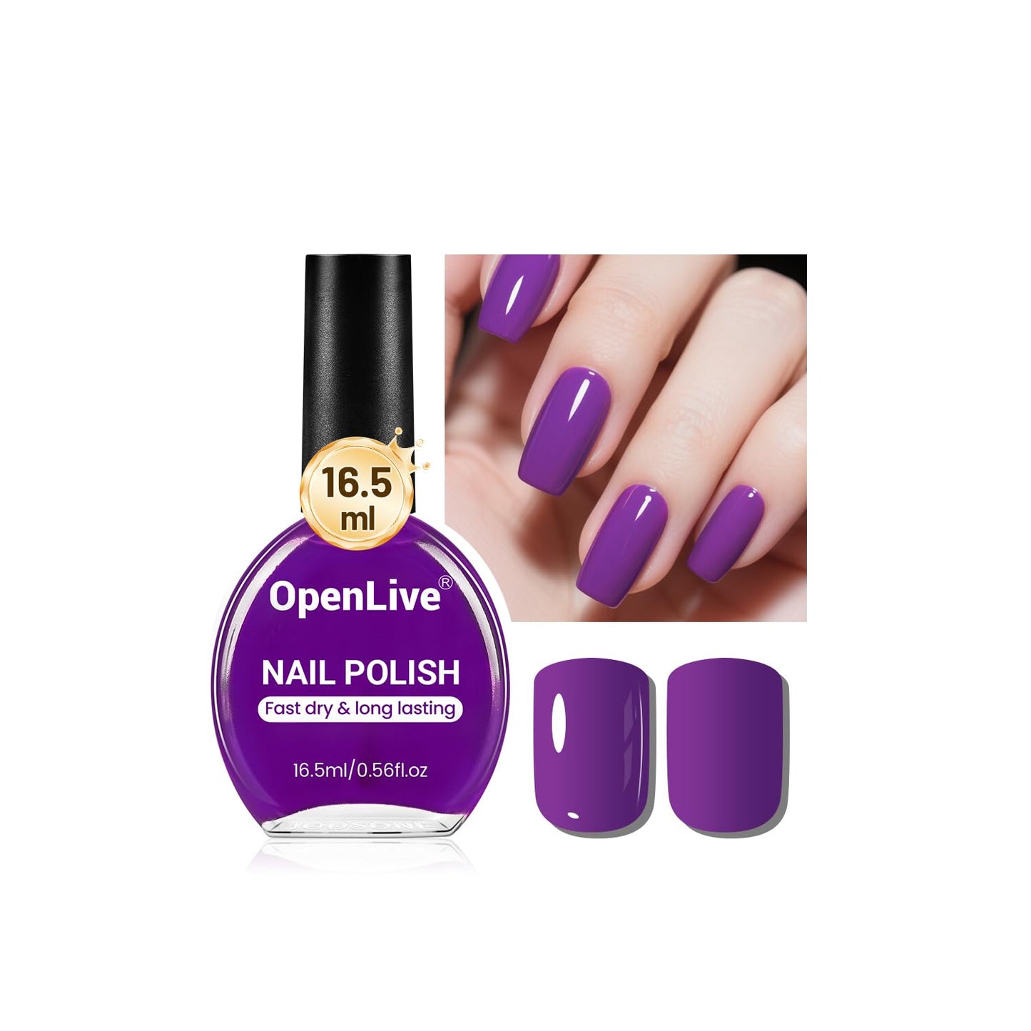 White Smoke OpenLive 16.5ml Purple Nail Polish Large Volume Quick Drying Nail Polish, Fast Drying and Long Lasting Color Nail Art DIY Home Manicure Gift for Women