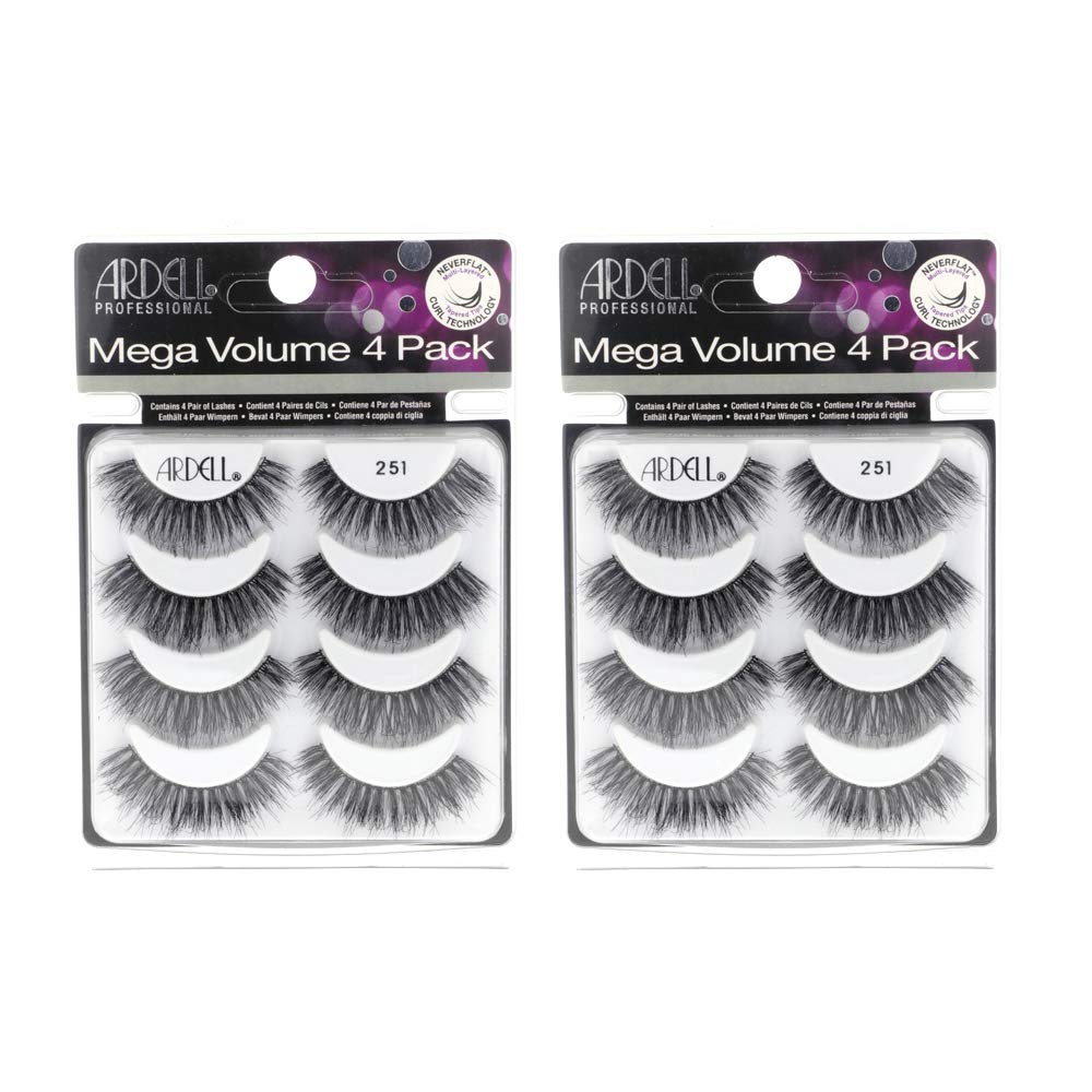 White Smoke Ardell False Eyelashes Mega Volume 251 – Fluffy Volume for a Dramatic Look, Wispy Lashes, Full Strip, 2 Pack