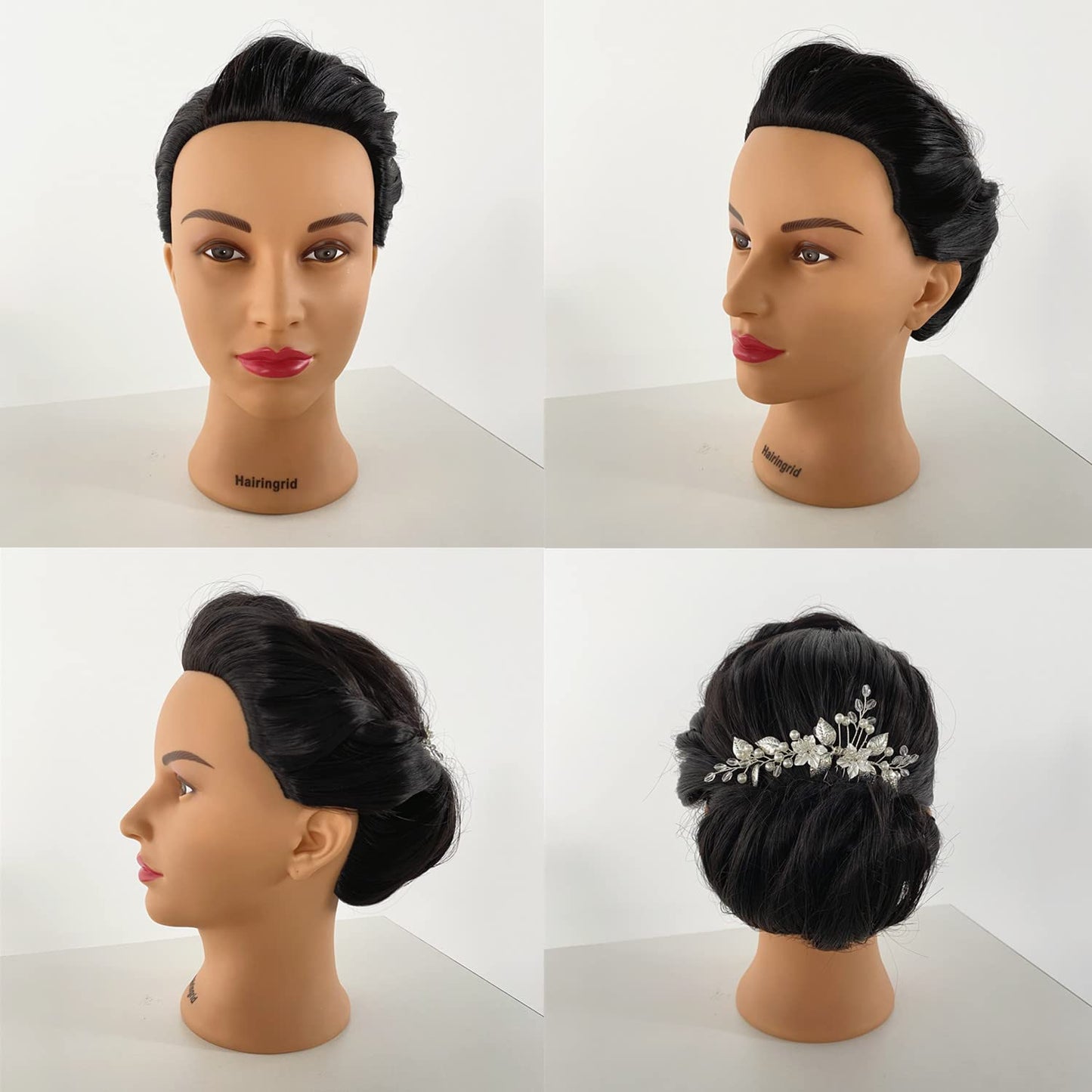 Lavender Hairingrid 26"-28" Mannequin Head Hair Styling Training Manikin Cosmetology Doll Head Synthetic Fiber Hair and Free Clamp Holder (Black)