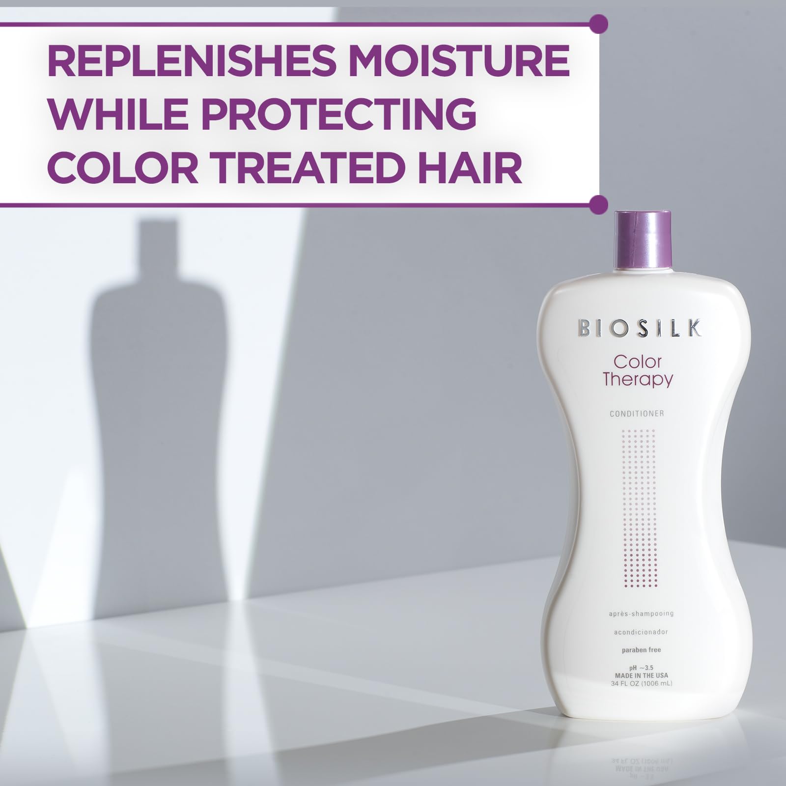 Dark Gray BioSilk Color Therapy Shampoo & Conditioner Duo, Gently Cleanses & Replenishes Moisture, Sulfate, Paraben, & Cruelty-Free, 34 Oz (Pack of 2)