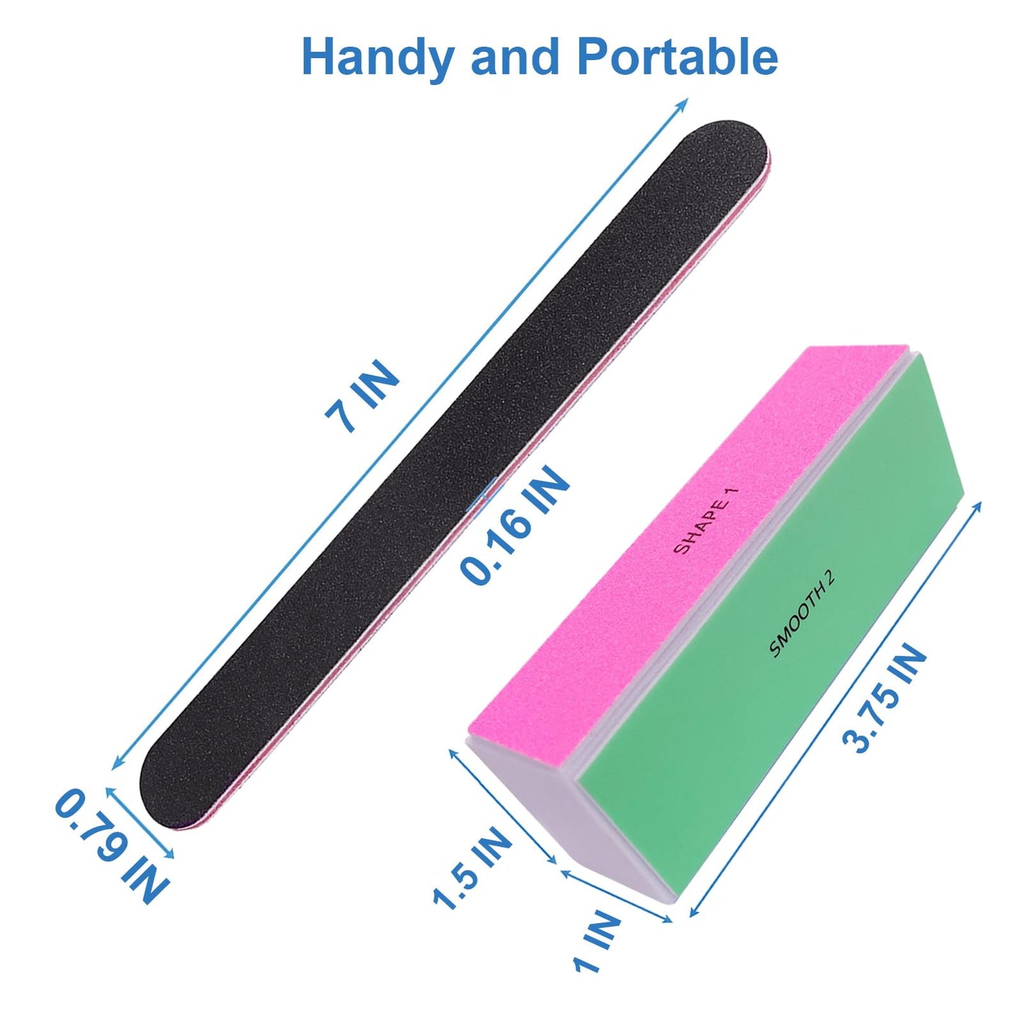 White Smoke Nail File and Buffer Set, 4 Way Nail Buffers Shine Kit Professional Nail Files for Natural Nails Manicure Filer Filing Polishing Buff Nail Care Smoother Buffing Fingernail 100/120/240/600/3000 Grit