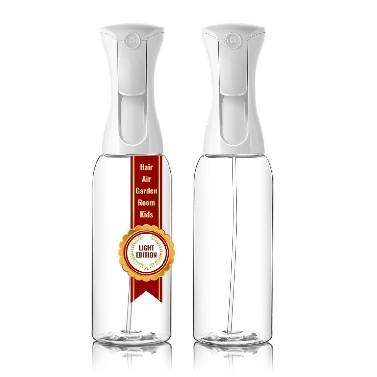 White Smoke Mistifi Continuous Mist Spray Bottle – Ultra Fine Refillable Water Mister for Hair, Plants, Cleaning, Skincare, Salon & Home Use　(500ml 2Pcs, Transparent bottle)