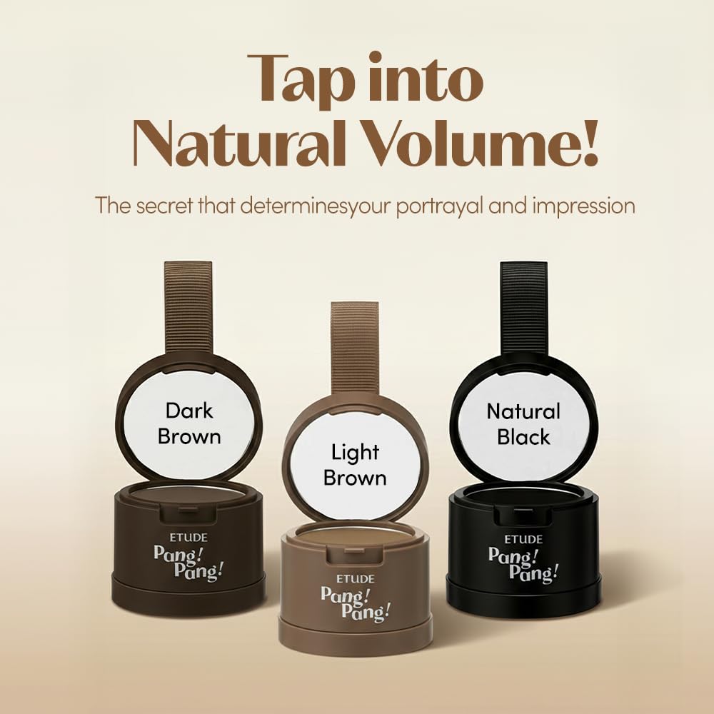 Antique White ETUDE Hair Pang Pang hairline powder Root Touch Up Hair Color, Waterproof, For Facial Makeup, Hairline and Thin Hair - Natural Black