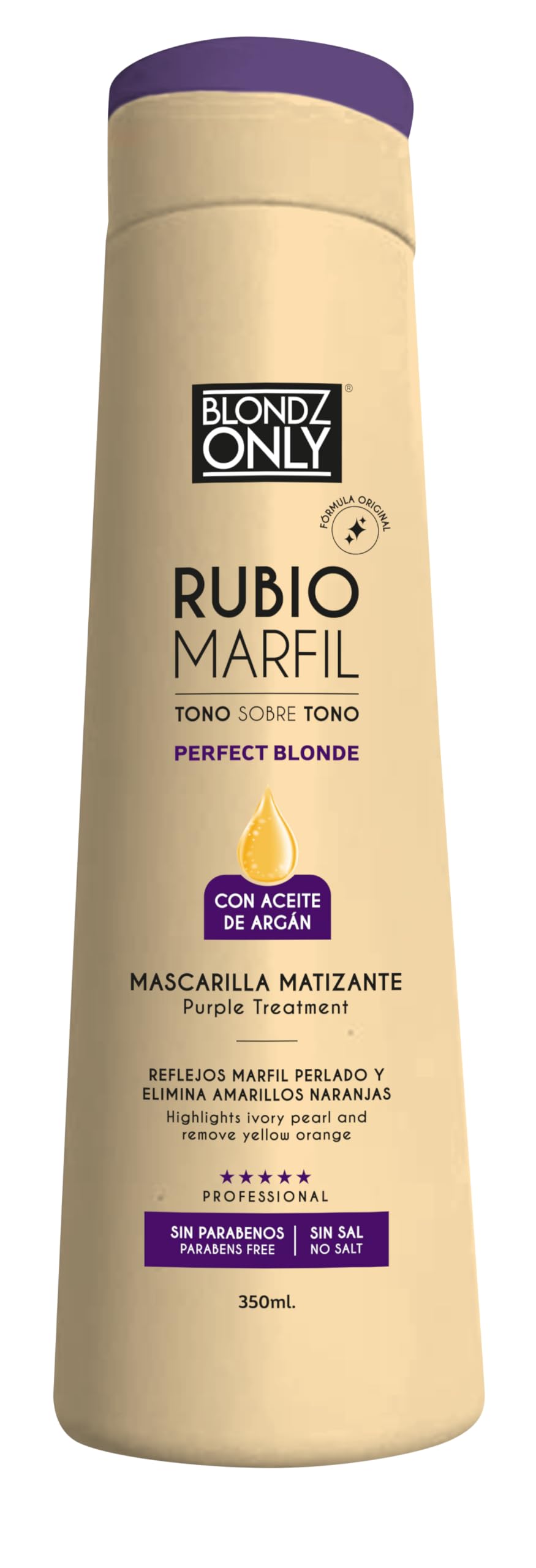 White Smoke Blondz Only Hair Purple Toning Mask | Eliminates Brassiness | Neutralizes Yellow & Orange Tones | Rubio Marfil Blonde Pearl with Argan Oil Perfect Blonde (Beige) 11.8 Fluid Ounce (350 ml)