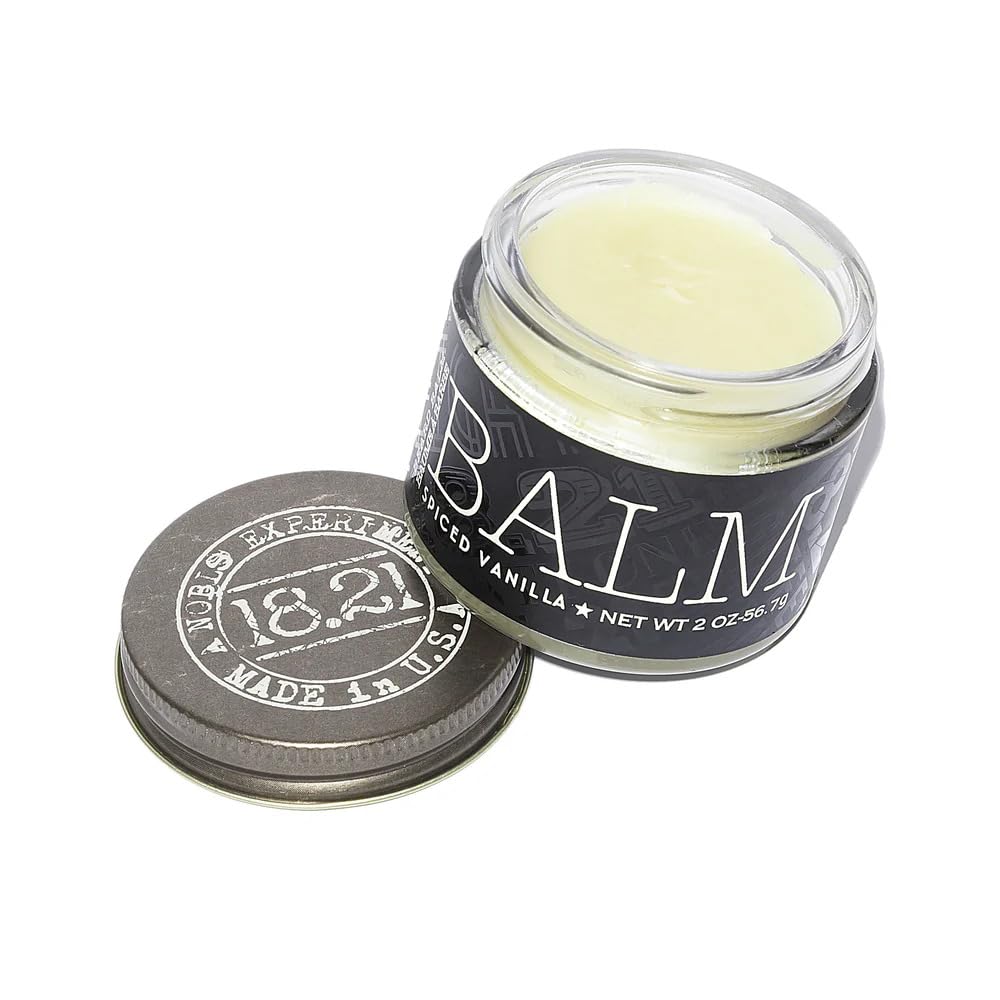 White Smoke 18.21 Man Made Beard Balm for Men, Spiced Vanilla, 2 fl. oz - Premium Grooming Cream with Low Shine for Conditioning and Shaping Beards, Mustaches - Scented Facial Hair Balms, Long-Lasting Moisture