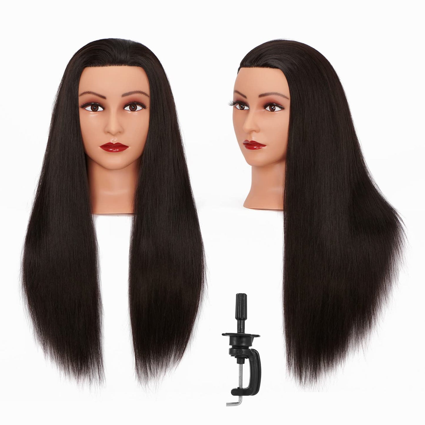White Smoke Hairginkgo Mannequin Head 26"-28" Synthetic Fiber Training Head Braiding Head Hair Styling Manikin Cosmetology Doll Head Hairdresser Training Model for Cutting Braiding Practice with Clamp 92022LB0220