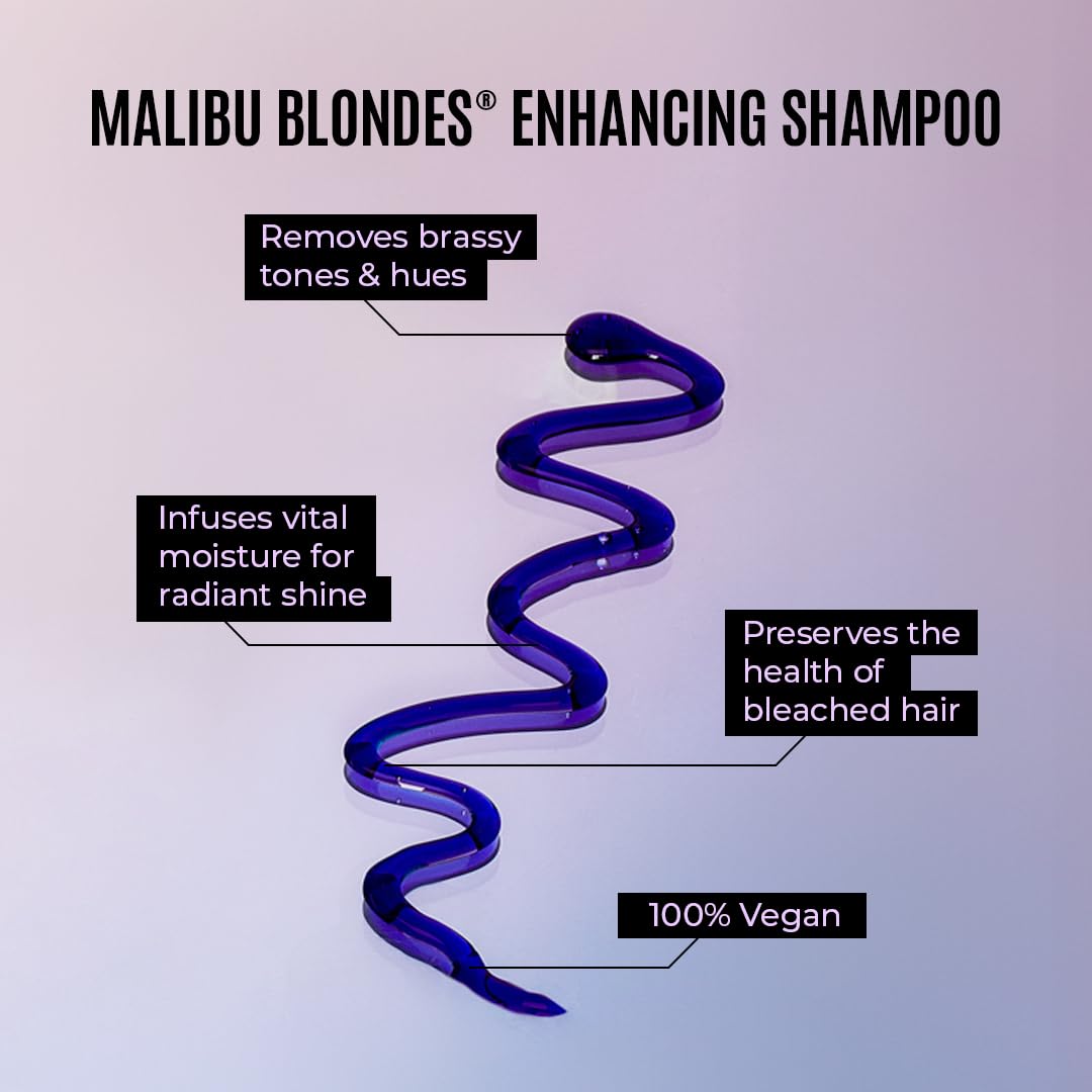 Thistle Malibu C Blondes Enhancing Shampoo & Conditioner Duo (33.8 oz) - Revitalizing Purple Shampoo & Conditioner for Hair Health + Brilliancy - Blondes Hair Care