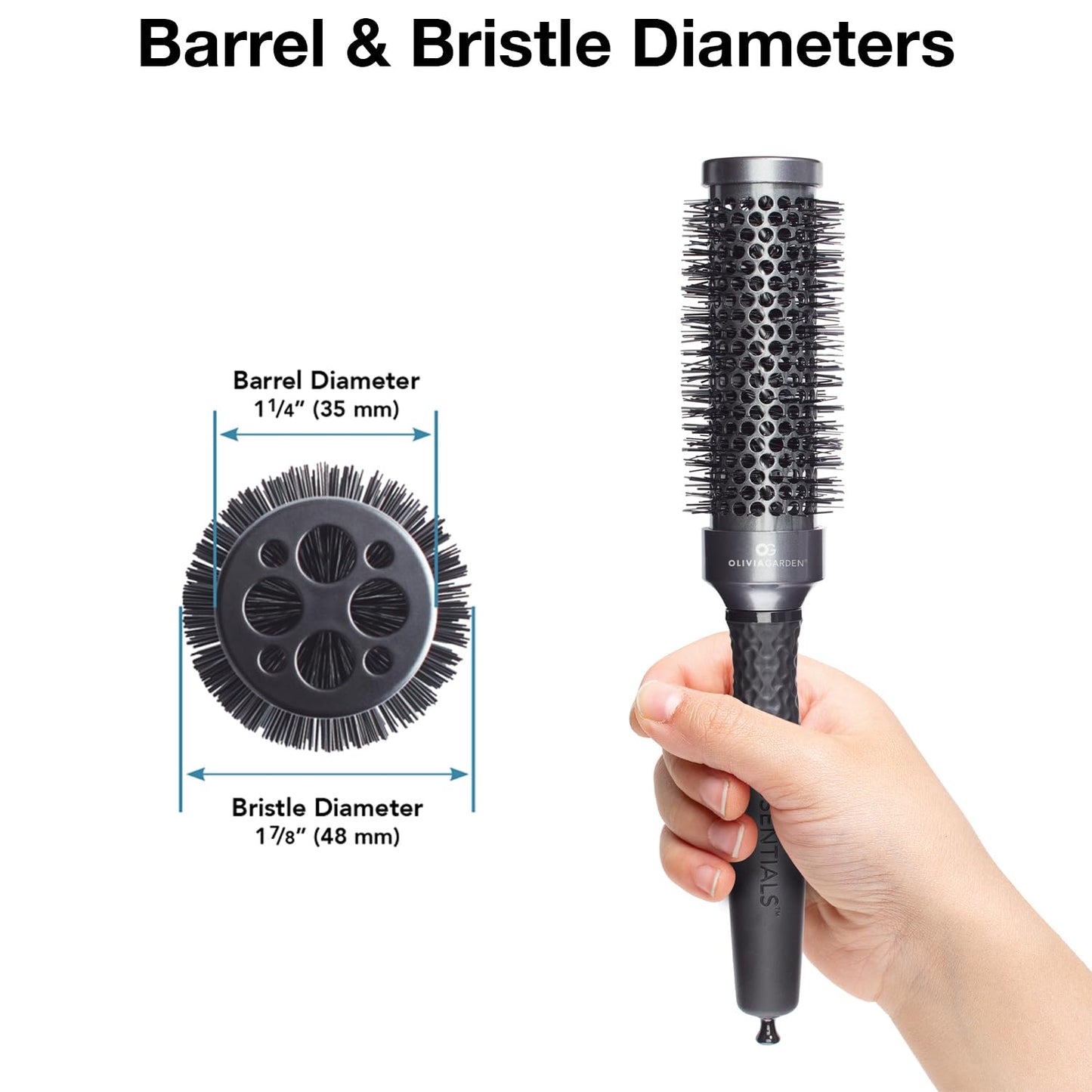 White Smoke Olivia Garden ESSENTIALS Thermal brush 1 1/4" (35 mm)