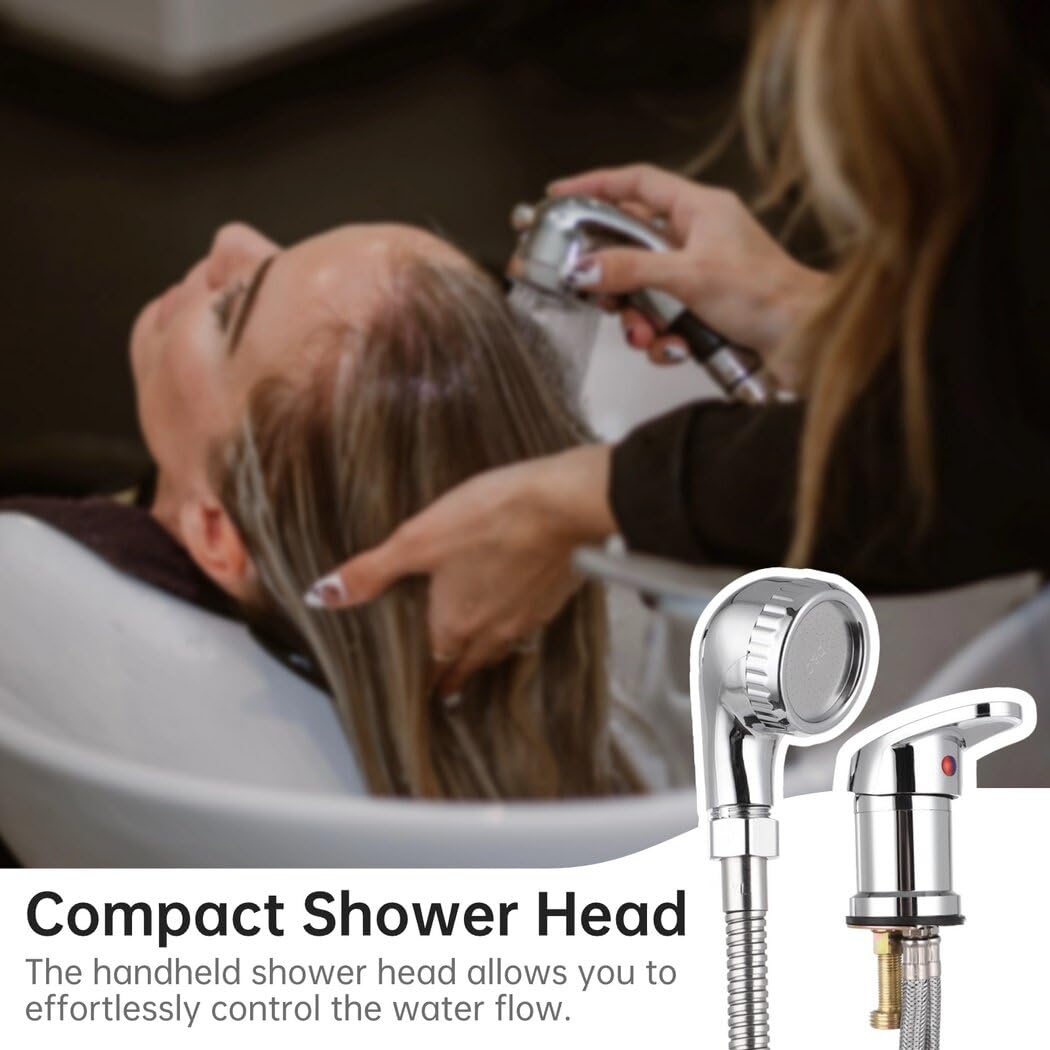 White Smoke Homaisson Beauty Salon Shampoo Sink Bowl Faucet and Sprayer Kit, Leak-Proof Shampoo Bed Faucet with Metal Hose, Hot and Cold Mixer Tap Sprayer Set for Hair Beauty Salon