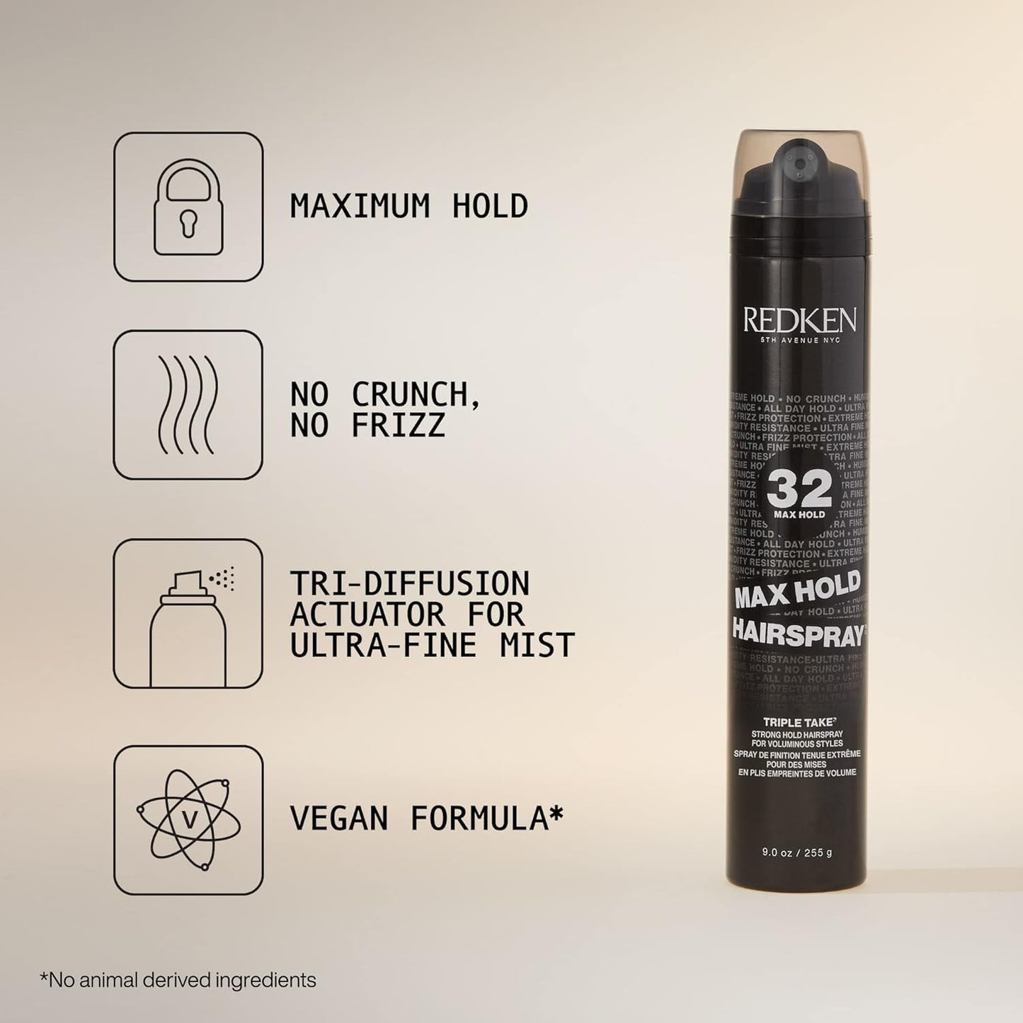 Antique White Redken Max Hold Hairspray 32 | Extreme Maximum High Hold Hairspray | Long-Lasting Lift & Body | All-Day Style Control | Dry Finish | 24 Hour Humidity Resistance | | For All Hair Types | 9 Oz