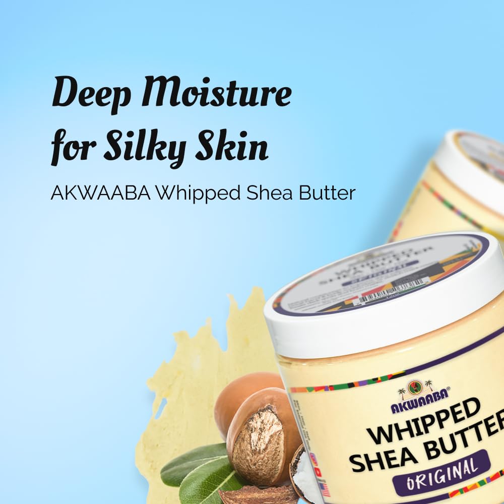 Pale Turquoise AKWAABA Whipped Shea Butter (Baby Powder) – Nourishes & Moisturizes | Made with Shea Butter | No Dyes & Parabens | 12 oz / 340 g