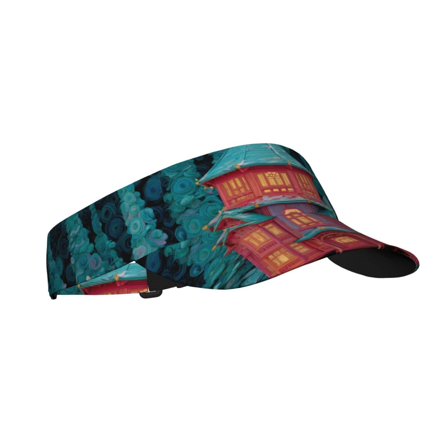 White Smoke Enchanted Alcove Adult Sunscreen Visor Cap Sweat Absorption, Suitable for Four Seasons and Various Sports Black