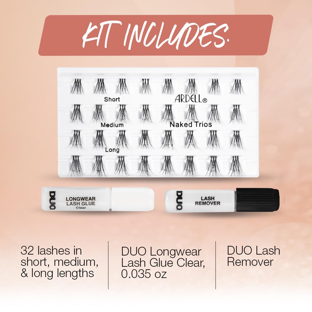 White Smoke Ardell Naked Lashes Trios Kit, 32 Trios, 1 pack