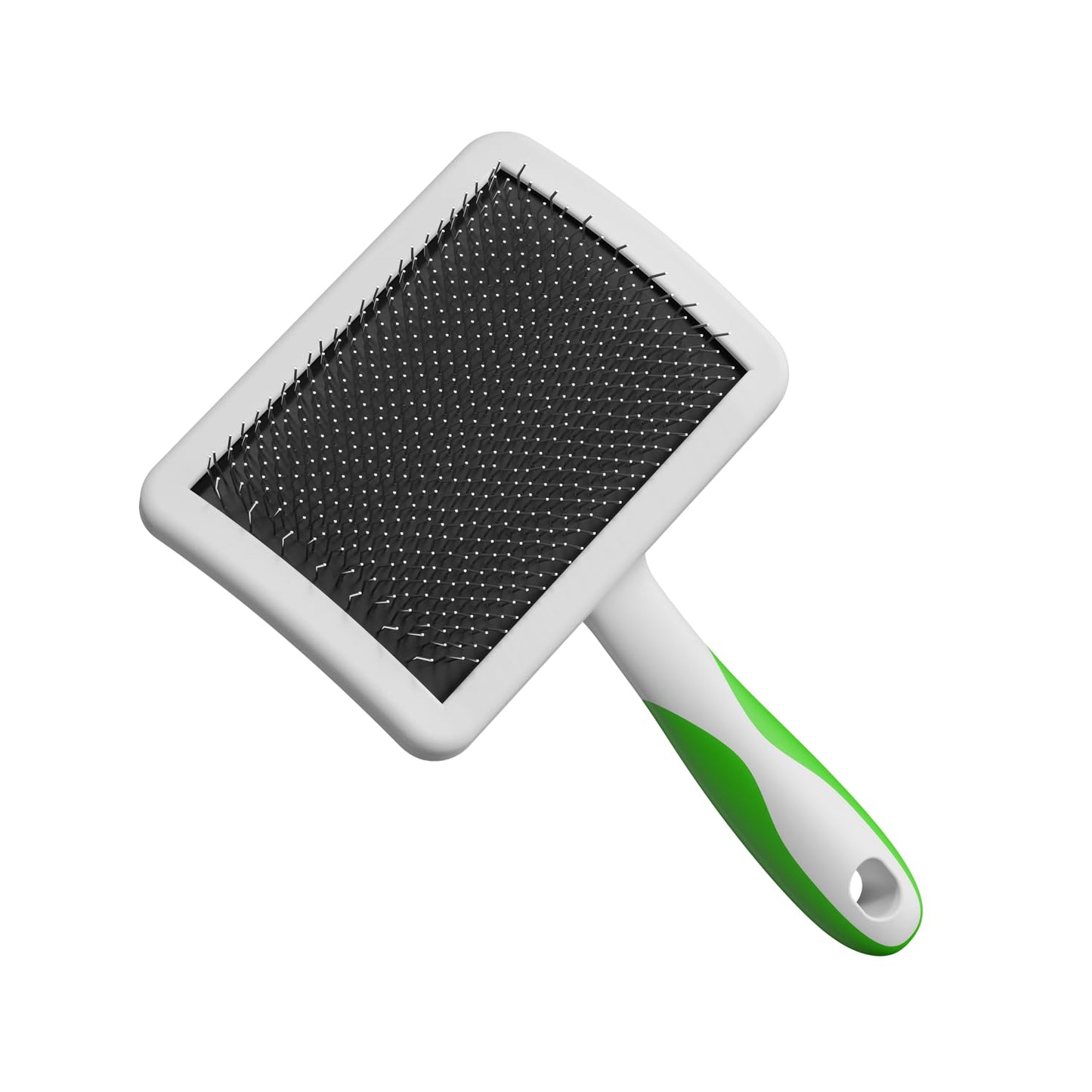 White Smoke Andis 68540 Self-Cleaning Animal Slicker Brushes with Curved Stainless-Steel Bristles for All Breeds - Reduces Shedding by Up to 90%, Removes Tangles, Dirt & Loose Hair – Large, Green